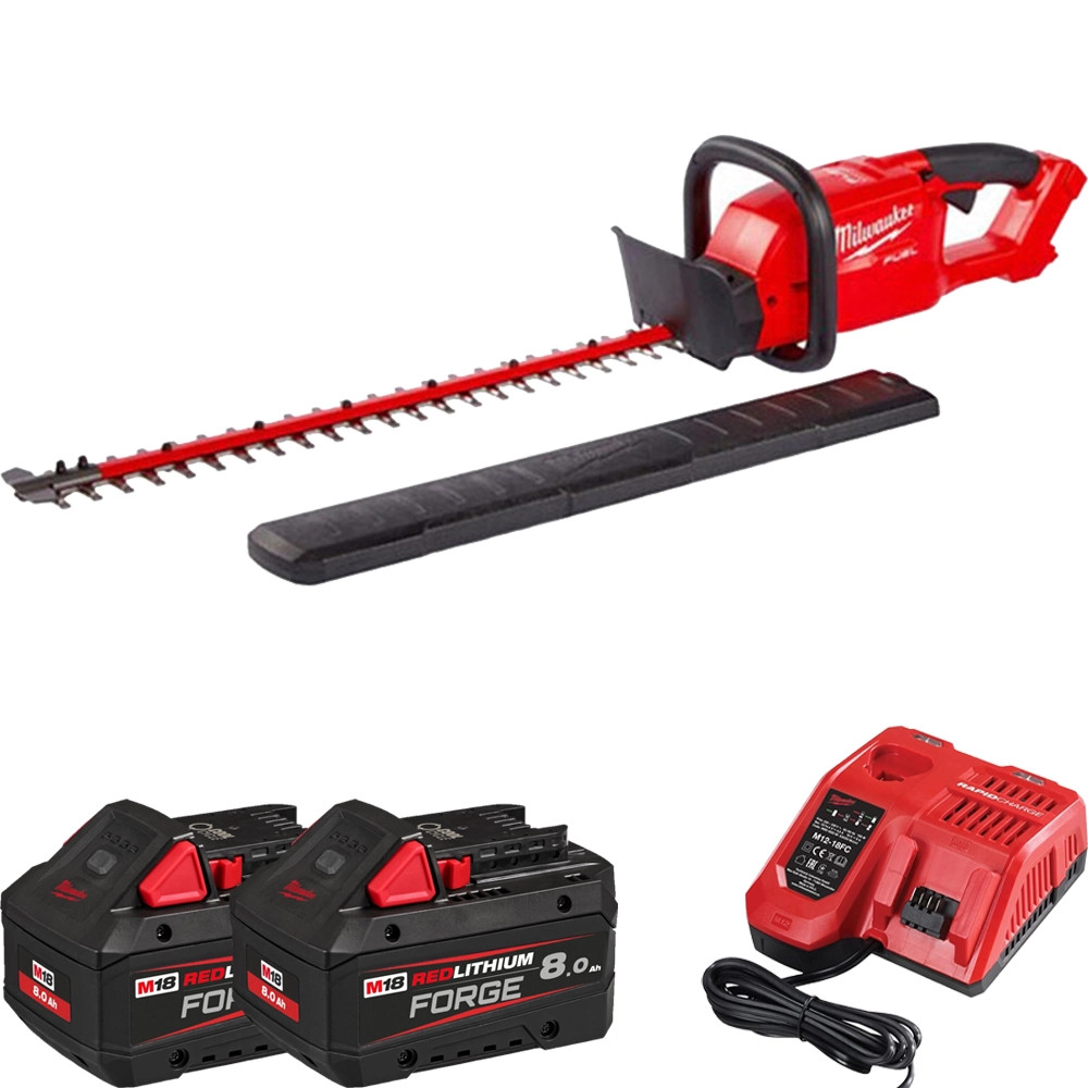 Milwaukee M18 FHET75G2-802 18V FUEL Brushless 75cm Hedge Trimmer, 2x 8.0Ah FORGE Batteries & Charger
