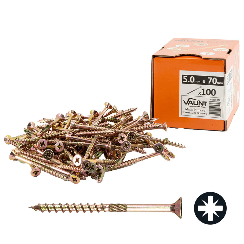 Vaunt 5.0mm x 70mm Multi-Purpose Wood Screws - Box of 100