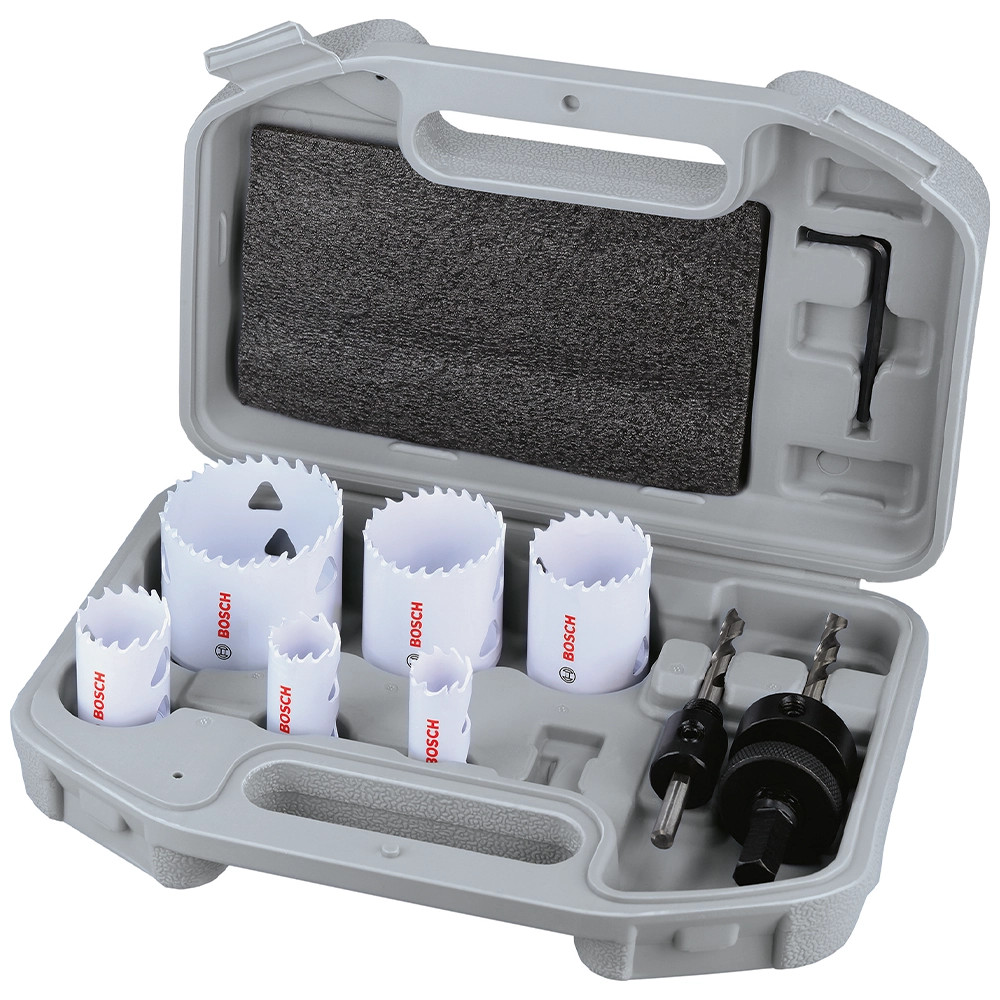 Bosch 9 Piece Multi Material Plumbers Holesaw Set & EXPERT Holesaw Power Change Converting Set