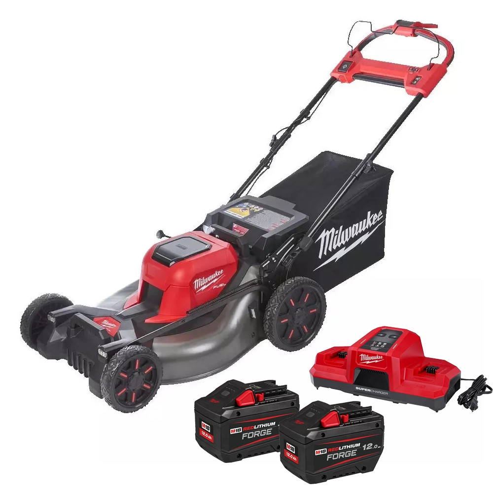 Milwaukee M18 F2LM53-122 36V (Twin 18V) FUEL Brushless 53cm Self Propelled Lawn Mower, 2x 12.0Ah FORGE Batteries & Dual Bay Super Charger