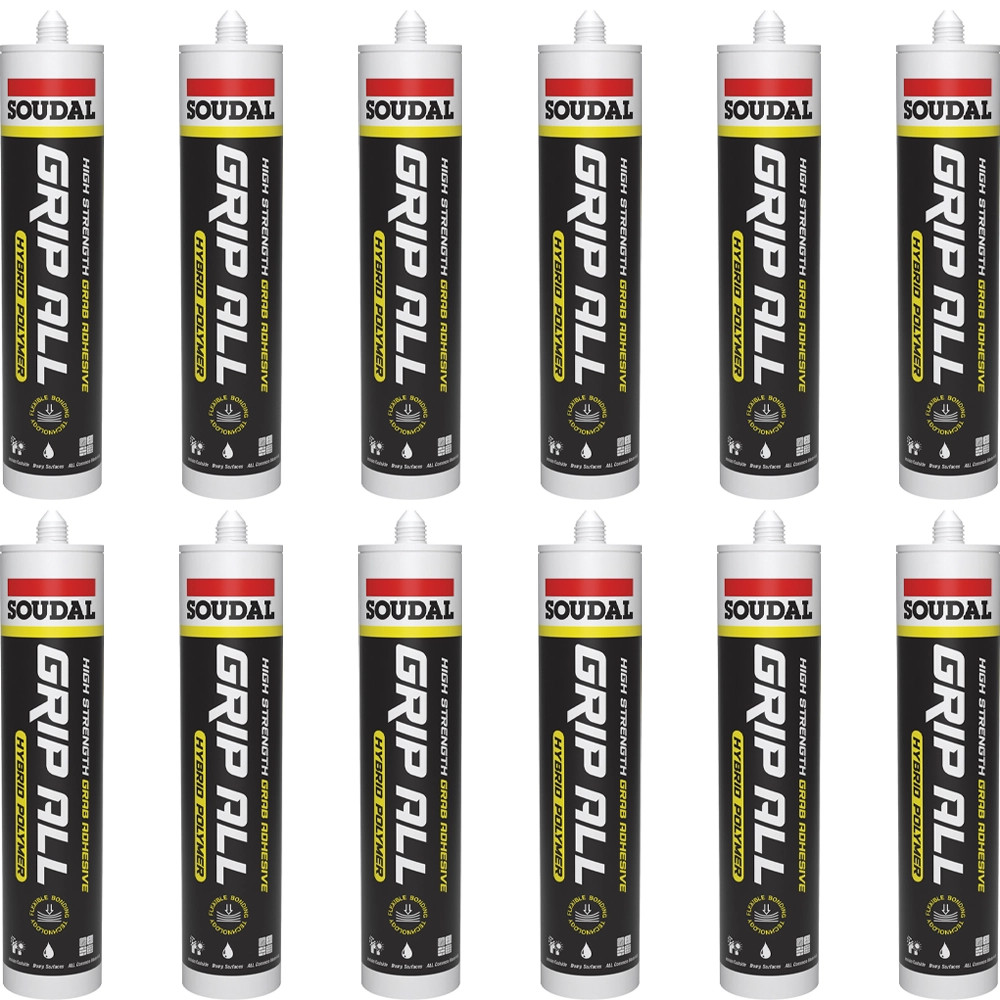Soudal Grip All Hybrid Polymer Adhesive Grey 290ml - Pack of 12