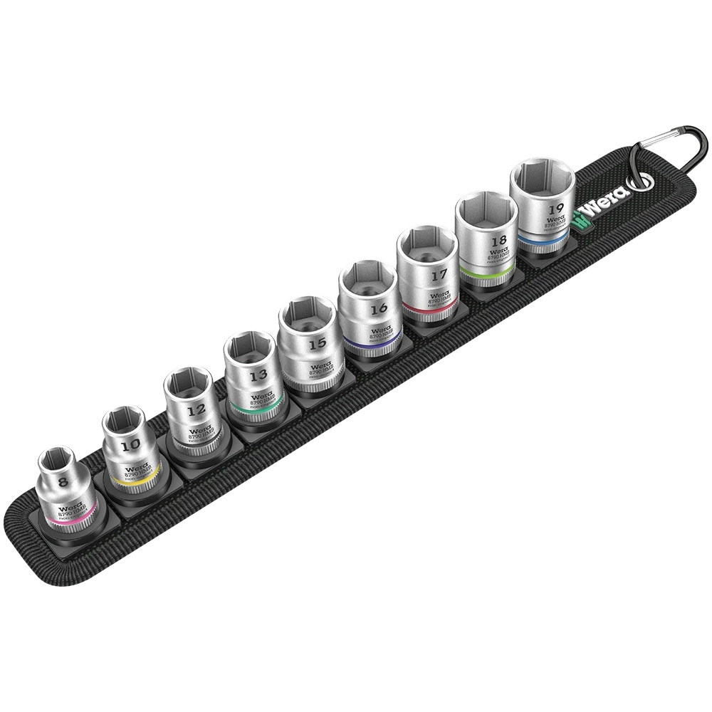 Wera Zyklop 9 Piece 3/8'' Socket Set on Belt