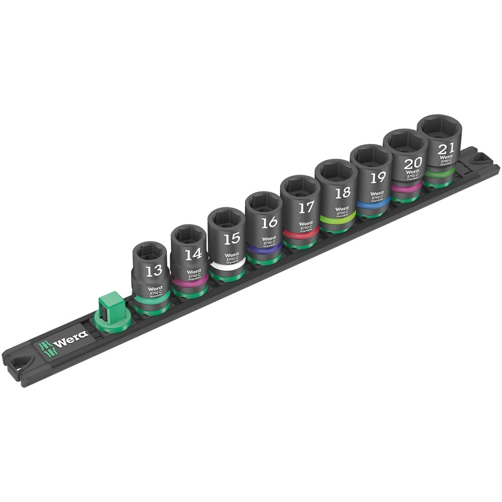 Wera Zyklop 9 Piece 1/2'' Impaktor Socket Set on Rail