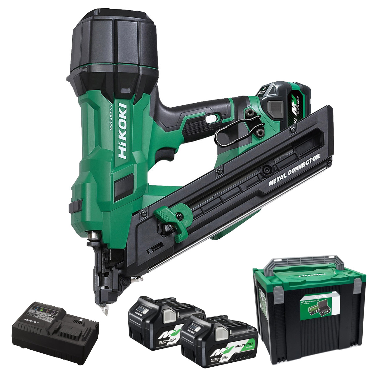 Hikoki NR1838DKAJXZ 18V Brushless Metal Connector Nail Gun, 2x BSL36A18X 5.0Ah Batteries, Charger & Stackable System Case 4