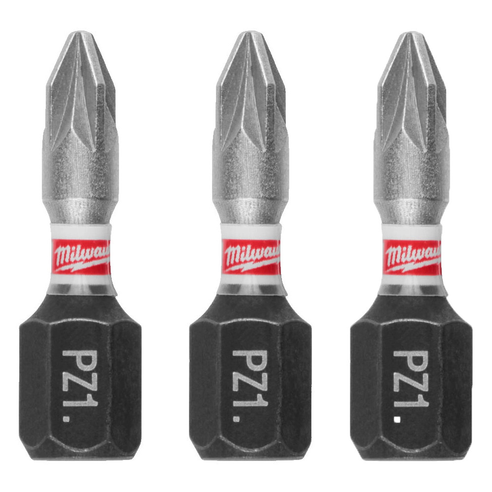 Milwaukee GEN4 PZ1 x 25mm SHOCKWAVE Screwdriver Bits - Pack of 3
