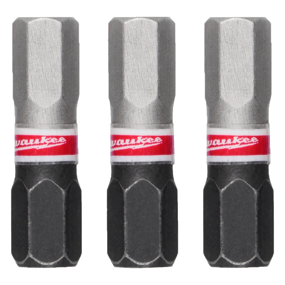 Milwaukee GEN4 HEX6 25mm SHOCKWAVE Impact Screwdriver Bits - Pack of 3