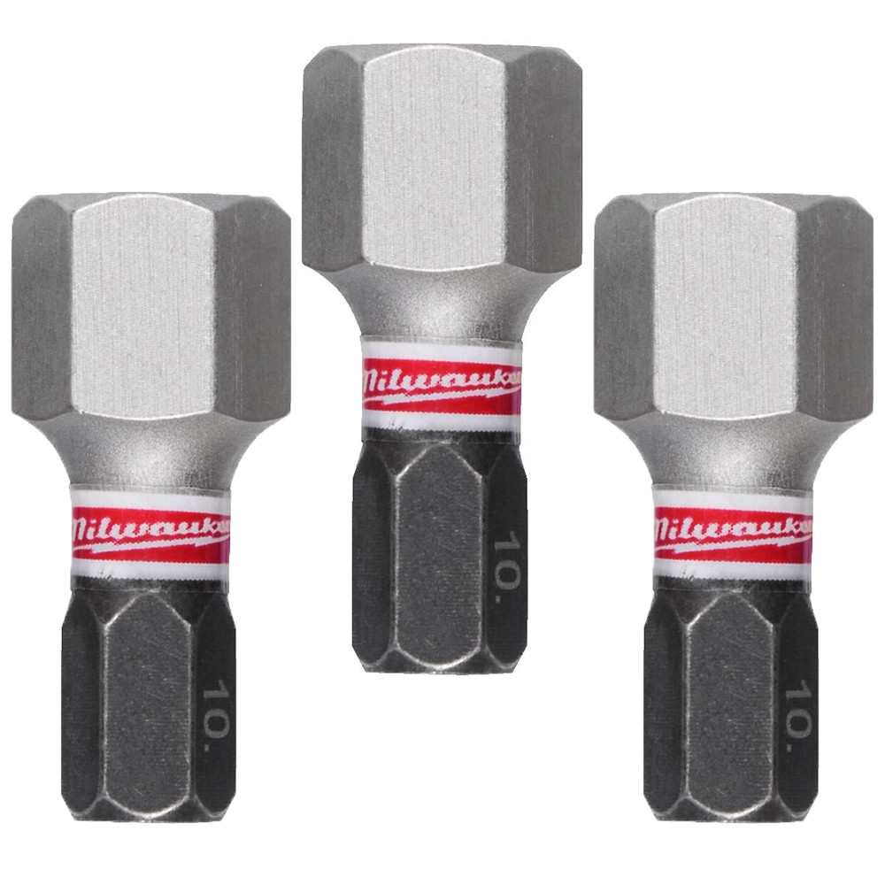 Milwaukee GEN4 HEX10 25mm SHOCKWAVE Impact Screwdriver Bits - Pack of 3