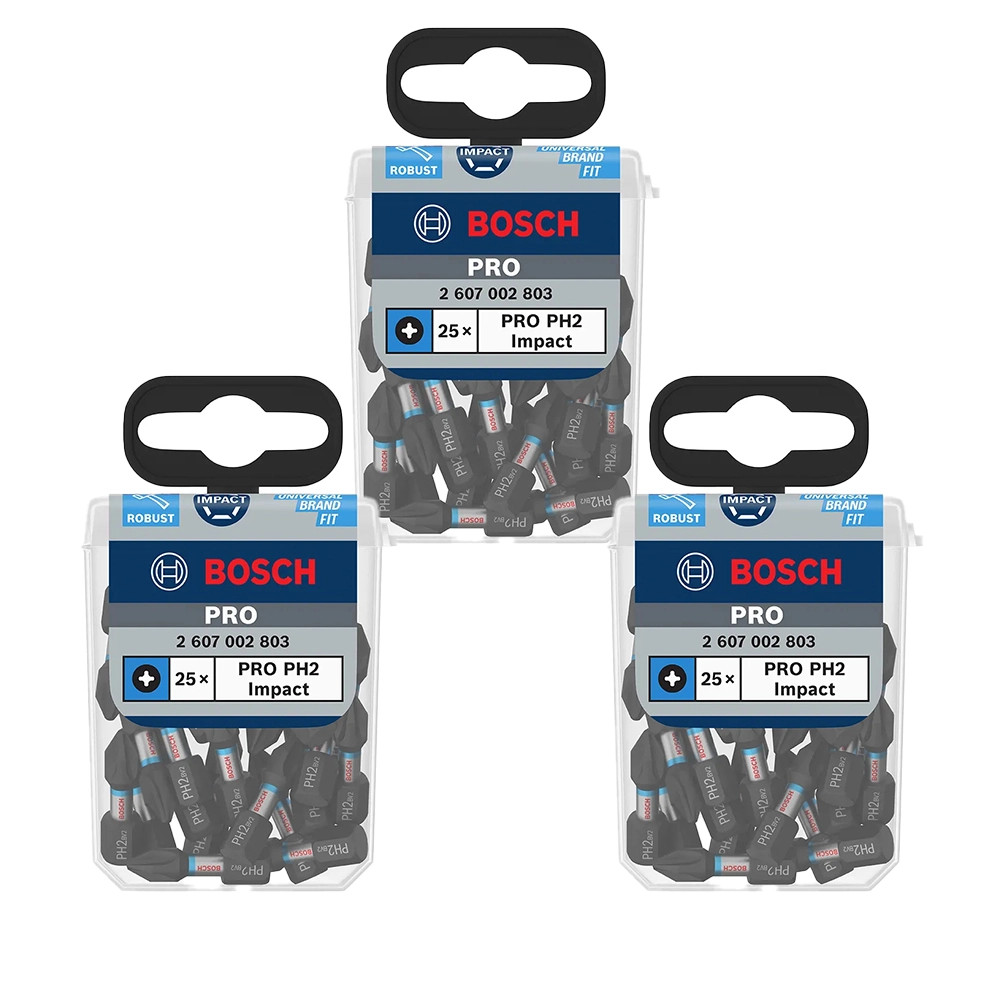 Bosch PRO PH2 25mm Impact Screwdriver Bits - Pack of 75
