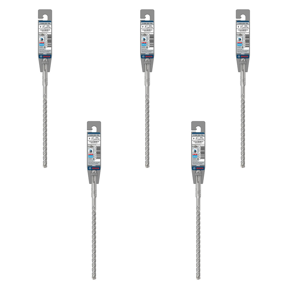 Bosch PRO 8.0mm x 210mm SDS Plus-5X Hammer Drill Bits - Pack of 5