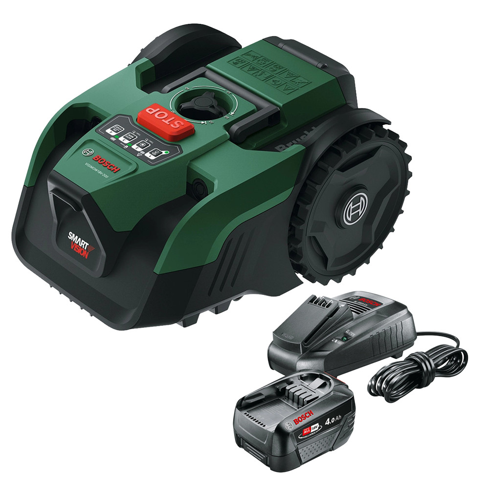Bosch Green VISIMOW18V-200 18V Robotic Lawnmower, 1x 4.0Ah Battery & Charger