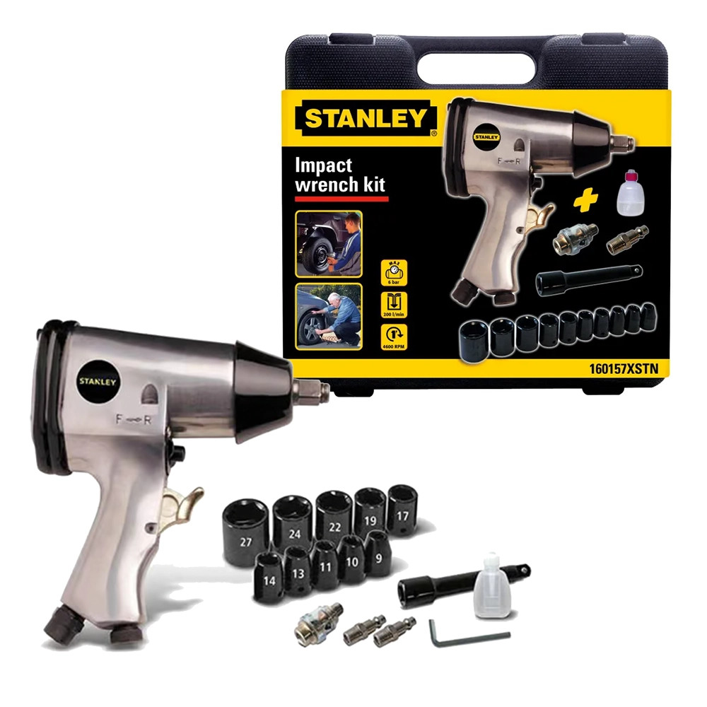Stanley SAC160157X Pneumatic Impact Wrench, Socket Set & Case