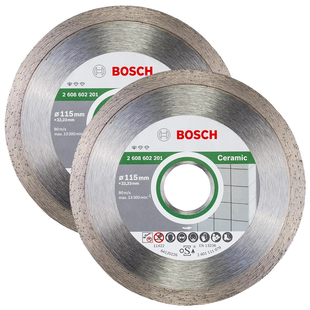 Bosch 115mm x 22.23mm Standard For Ceramic Diamond Cutting Discs - Pack of 2