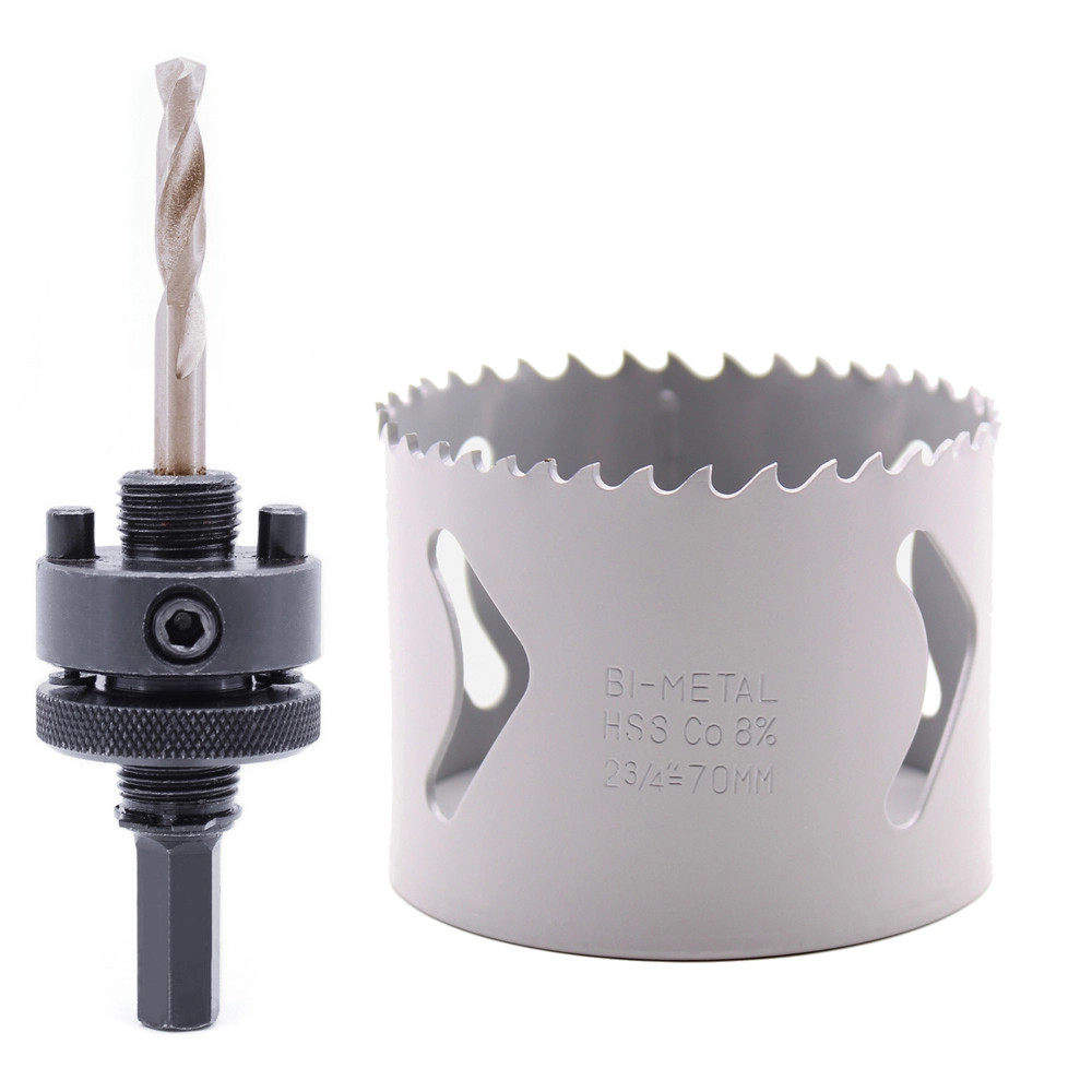 Vaunt X 70mm x 53mm Premium Bi-Metal Cobalt Holesaw & A2 Holesaw Arbor (Hex Shank)