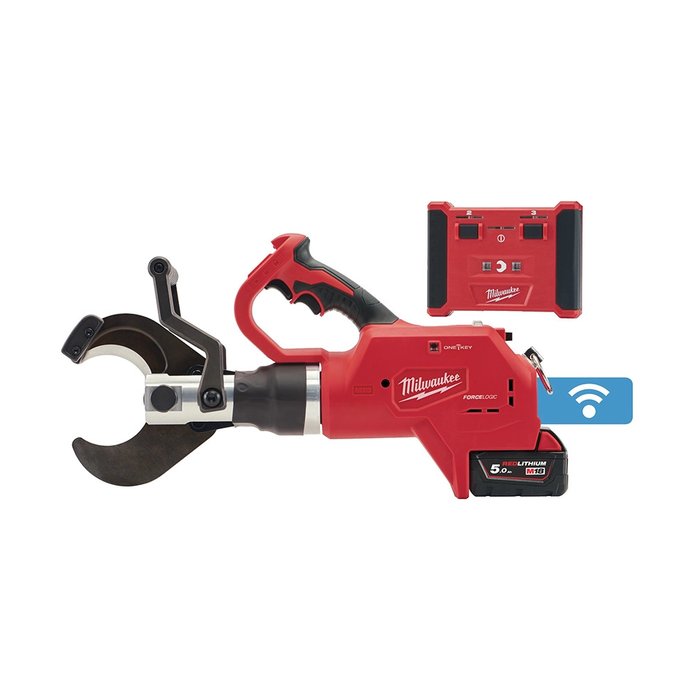 Milwaukee M18 FORCE LOGIC Hydraulic Remote Underground Cable Cutter, 2x 5.0Ah Batteries, Charger & Case