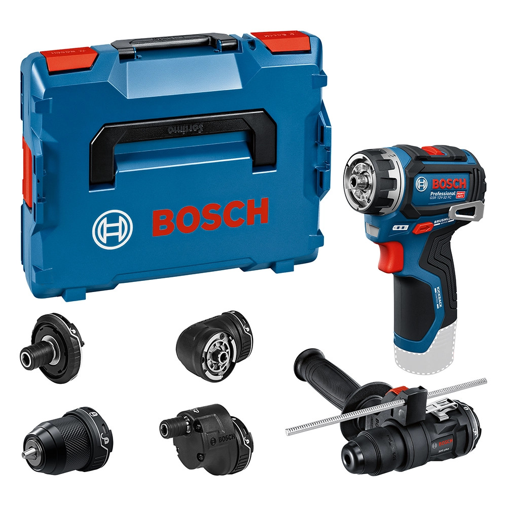 Bosch GSR 12V-32 FC PRO Brushless Drill Driver - Body, 5x Head Attachments & Case