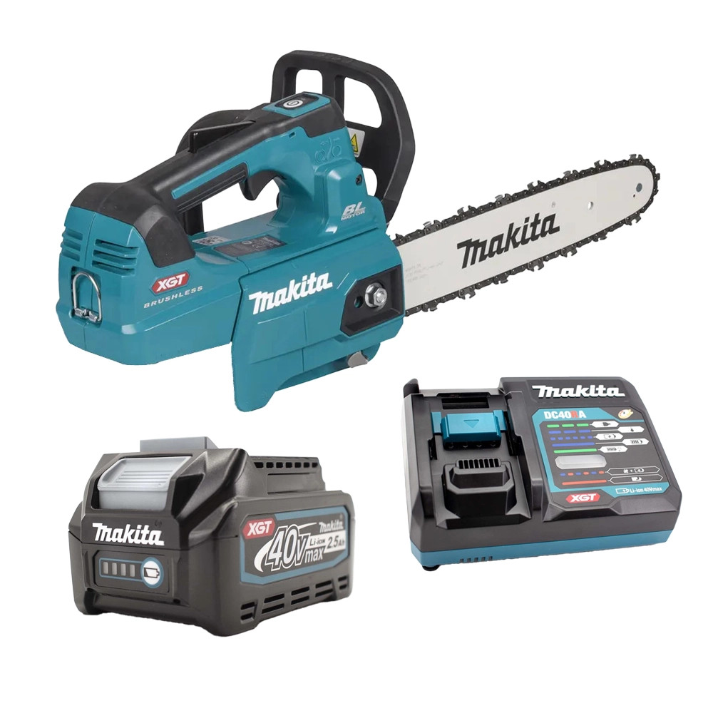 Makita UC003GZ 40V XGT 30cm Brushless Top Handle Chainsaw, 1x 2.5Ah Battery & Charger