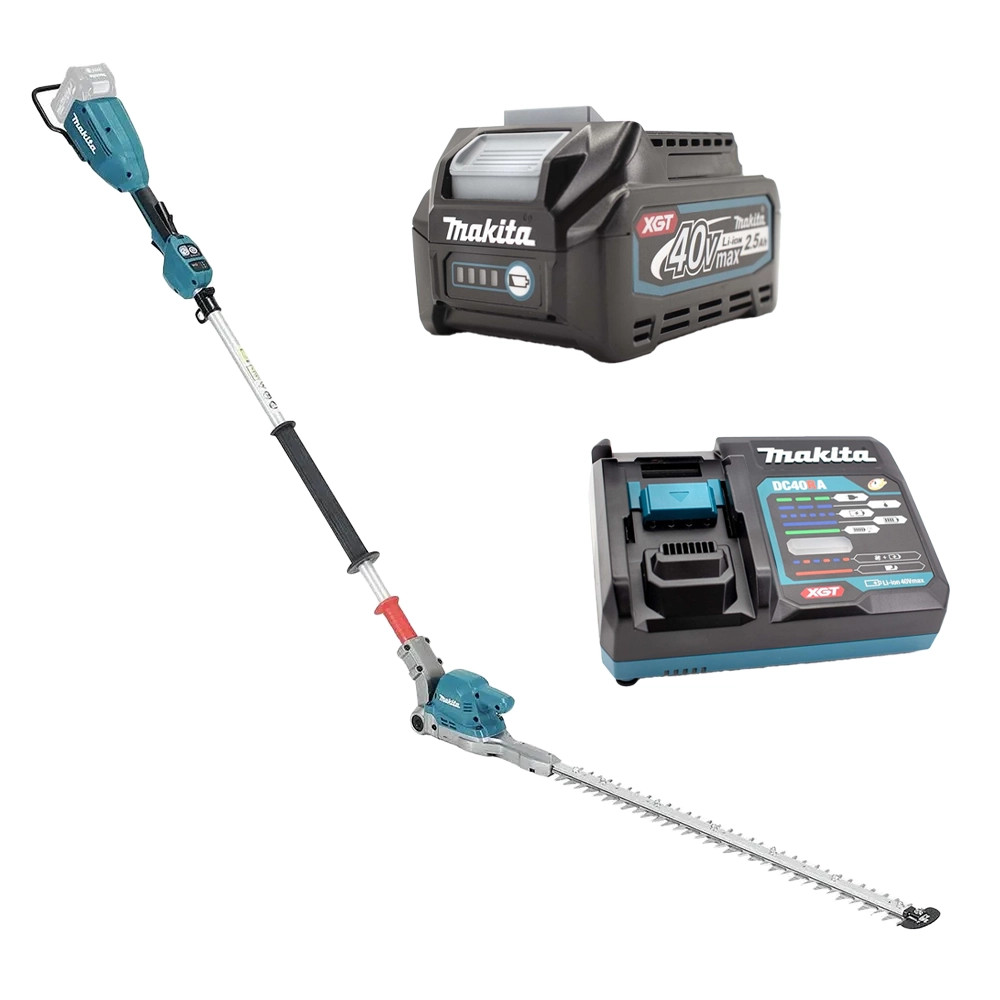 Makita UN001GZ 40V XGT Brushless Pole 60cm Hedge Trimmer, 1x 2.5Ah Battery & Charger