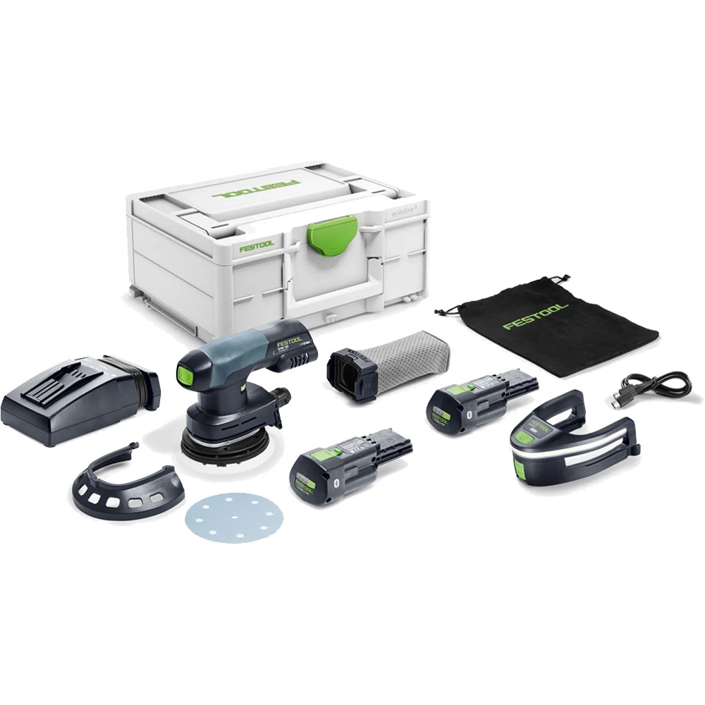 Festool ETSC 125 18V Ergo Brushless Eccentric Sander, 2x 3.0Ah Batteries, Charger & Case