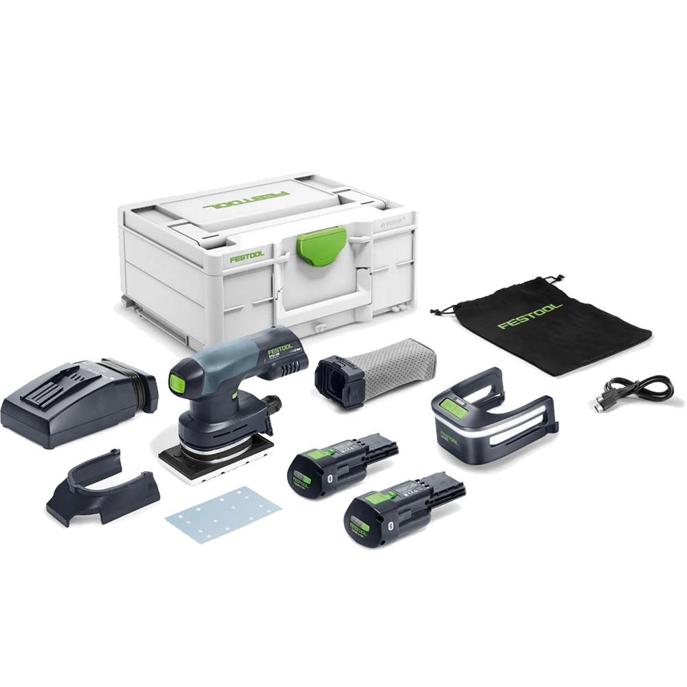 Festool RTSC 400 Brushless 18V Ergo Orbital Sander, 2x 3.0 Batteries, Charger & Case