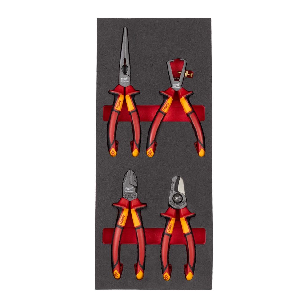 Milwaukee 4 Piece VDE Pliers Set With Foam Insert