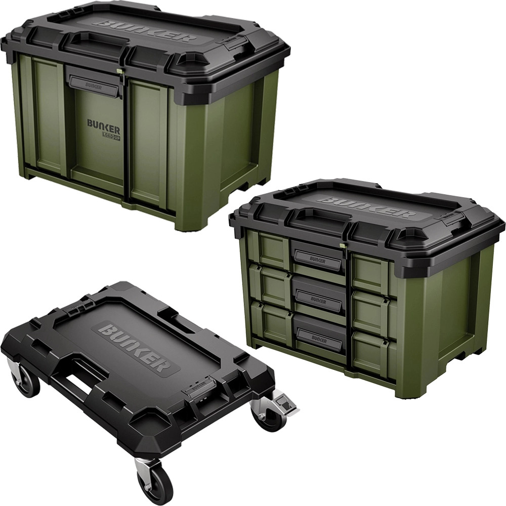 BUNKER Load-Up Stacking 3 Piece 4 Drawer Trolley Set