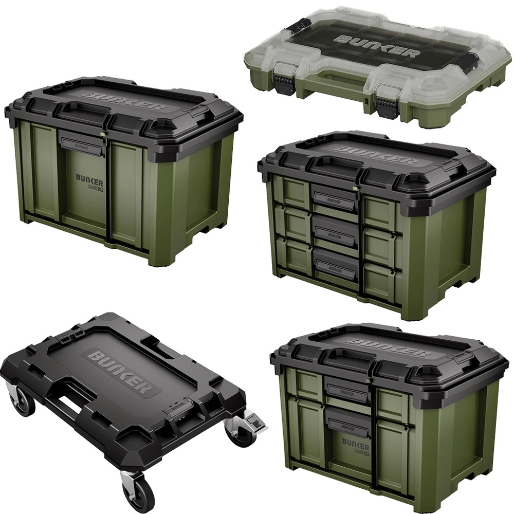 BUNKER Load-Up Stacking 5 Piece 6 Drawer & Organiser Trolley Set