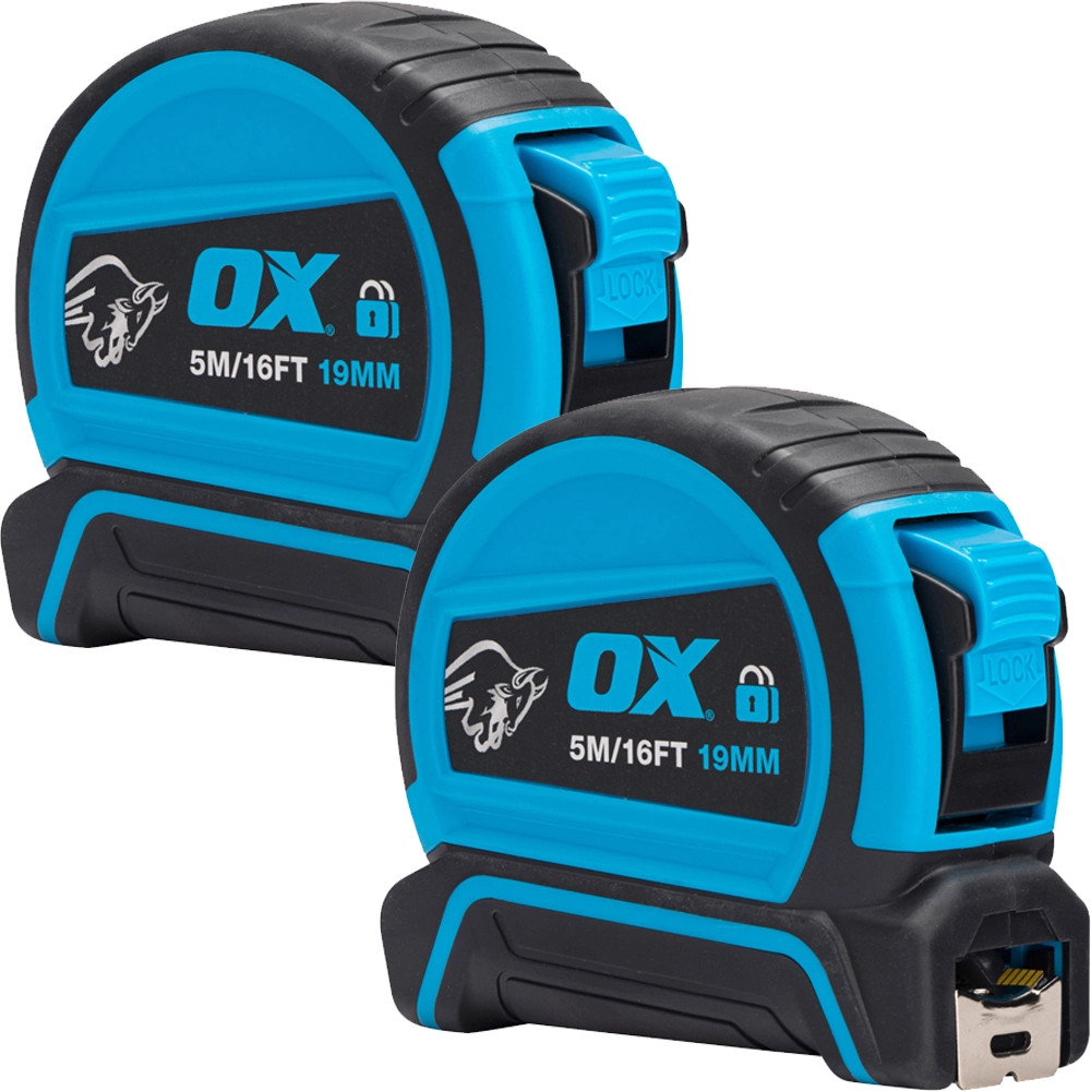 OX Pro 5m/16ft Double Locking Tape Measure - Pack of 2