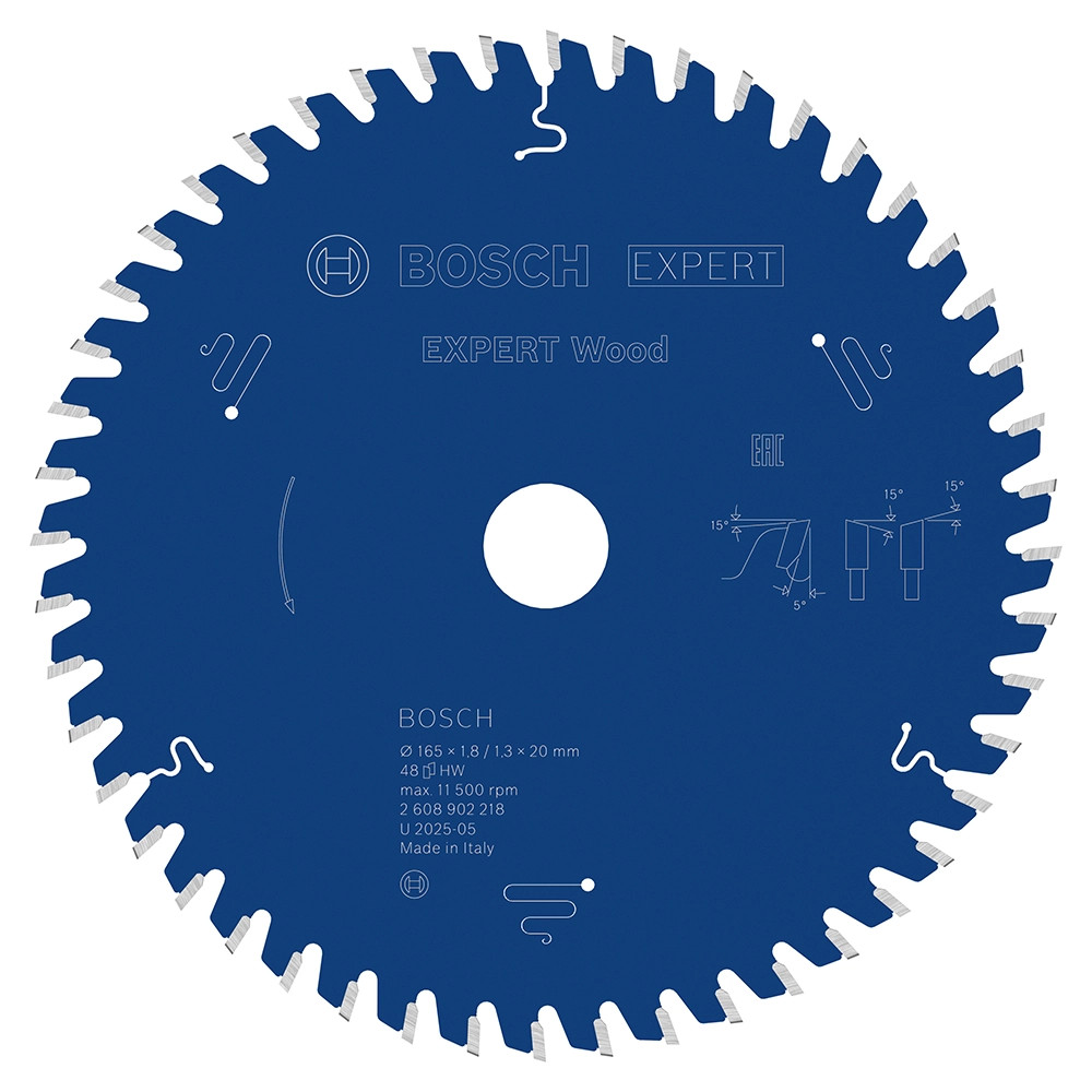Bosch EXPERT 165mm x 20mm 48T Wood Circular Saw Blade