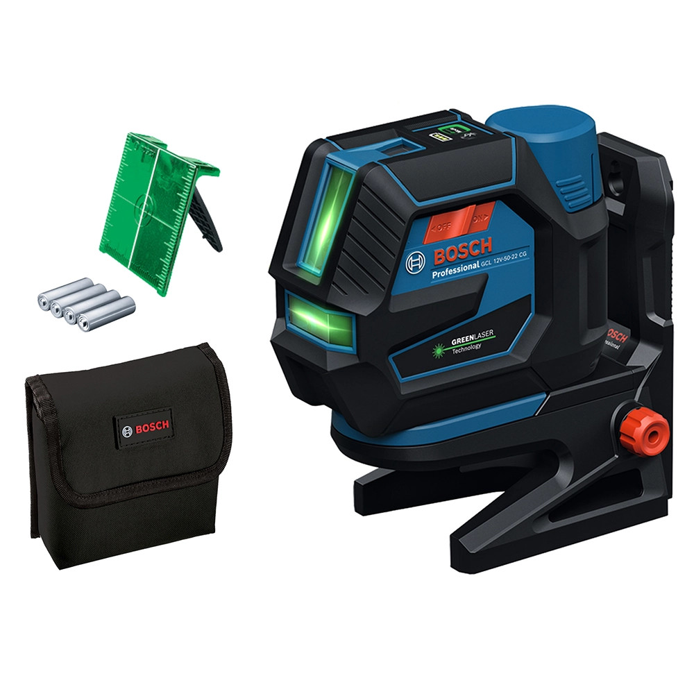 Bosch PRO GCL 12V-50-22 CG Combi Laser, 4x AA Batteries & Pouch