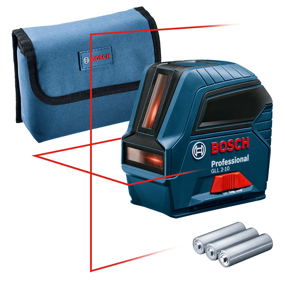 Bosch PRO GLL 2-10 Line Laser, 3x AA Batteries & Pouch