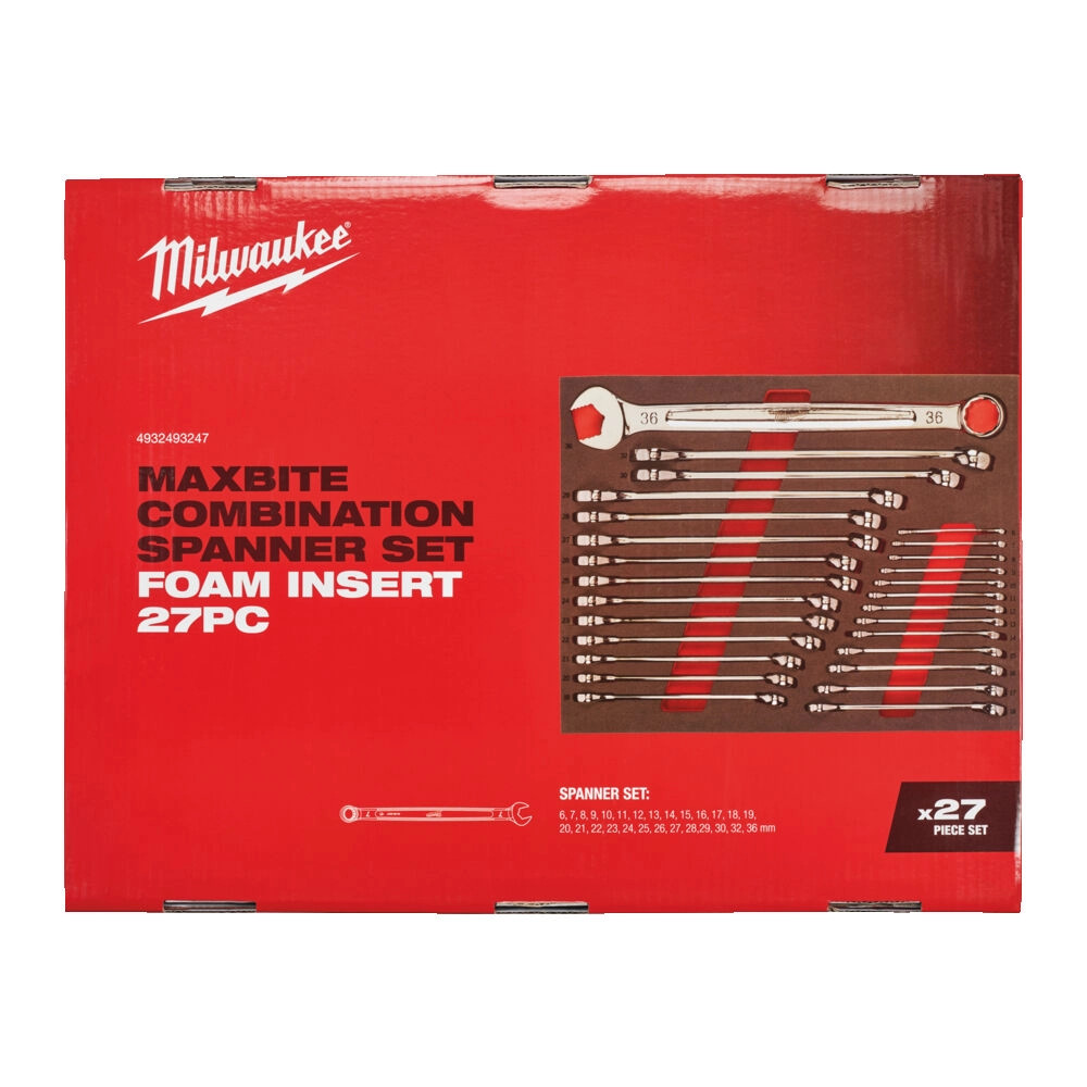Milwaukee 27 Piece Max Bite Combination Spanner Foam Set - ITS