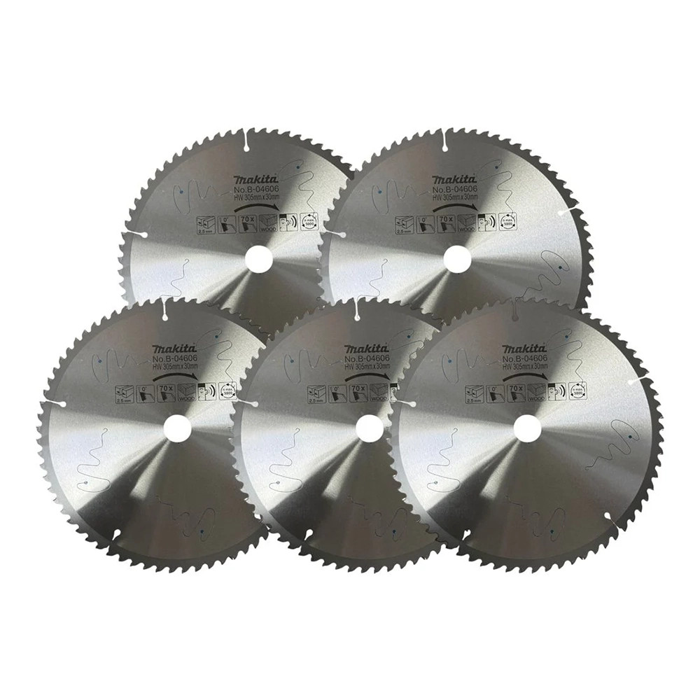Makita B-04606 305mm x 30mm 70T Saw Blades for Wood - Pack of 5