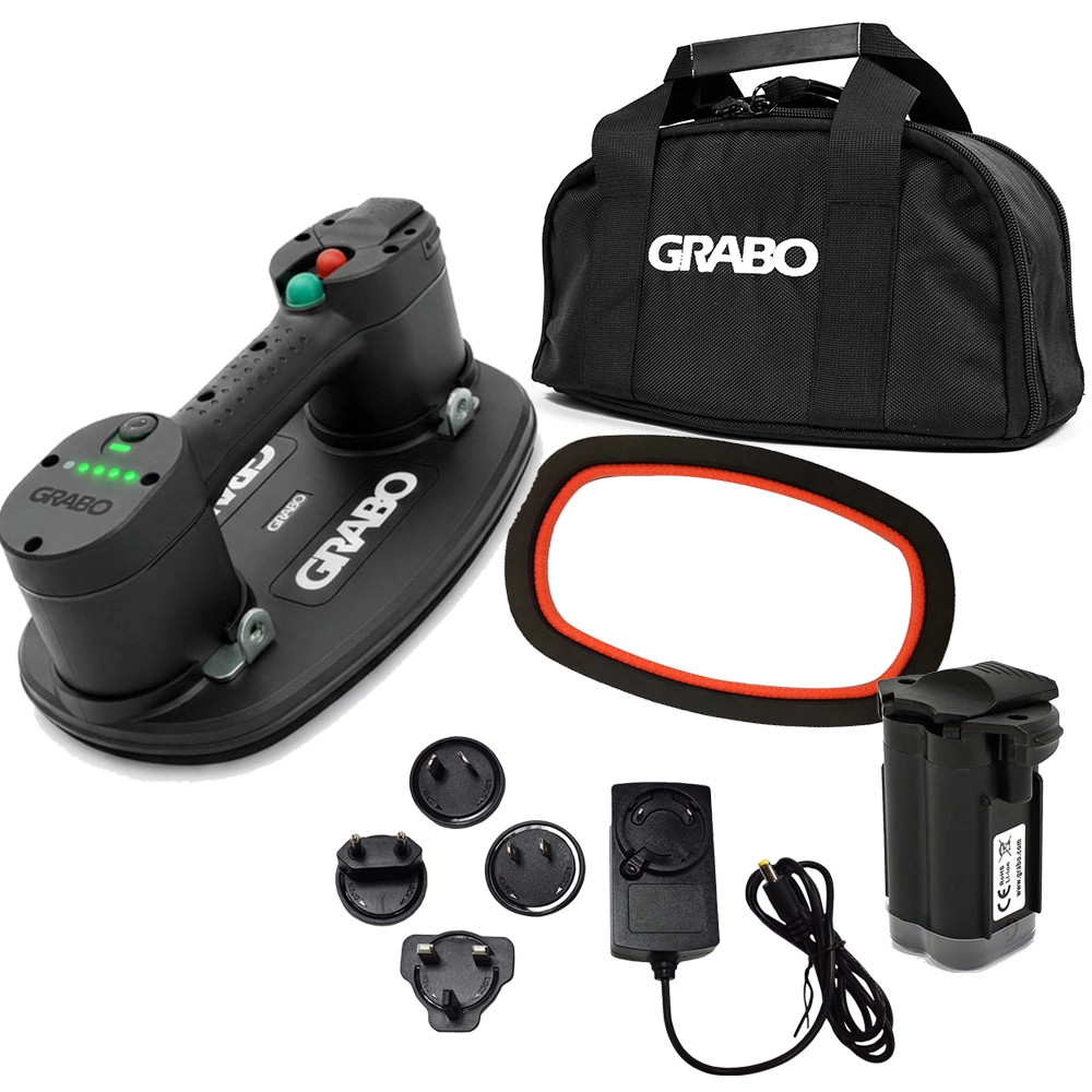 GRABO 2 Piece Plus V2 Cordless Vacuum Lifter Set, 2x Standard Seals, 2x 2.6Ah Battery, 2x Charger & 2x Cases