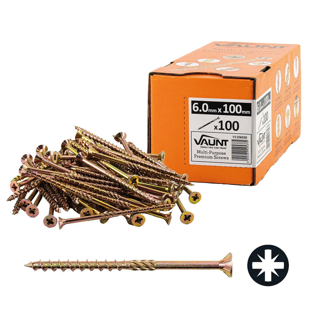 Vaunt 6.0mm x 100mm Multi-Purpose Wood Screws - Box of 100
