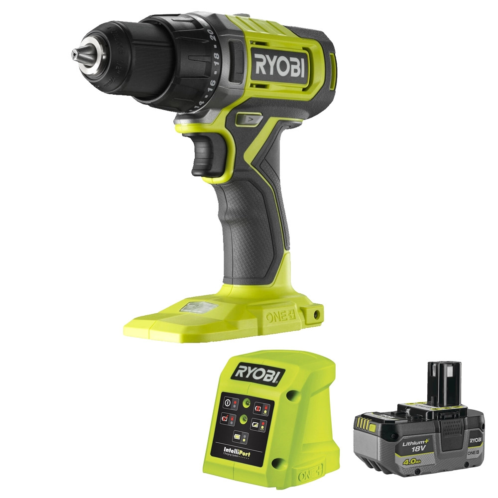 Ryobi RDD18-0 18V ONE+ Compact Drill Driver, 1x 4.0Ah Battery & Charger