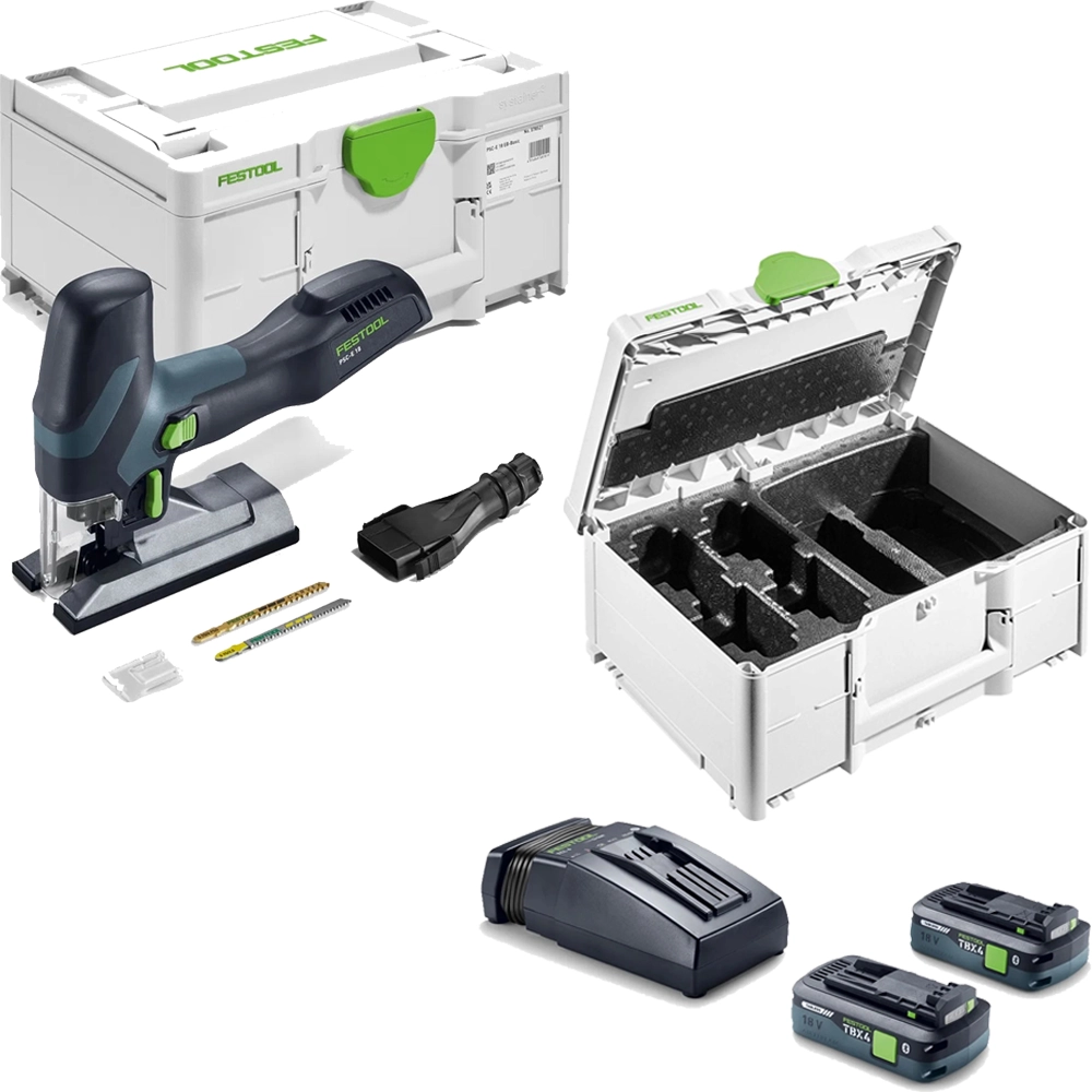 Festool CARVEX PSC-E 18 EB-Basic Brushless Pendulum Jigsaw, 2x Tabless 4.0Ah Batteries, Charger & Case