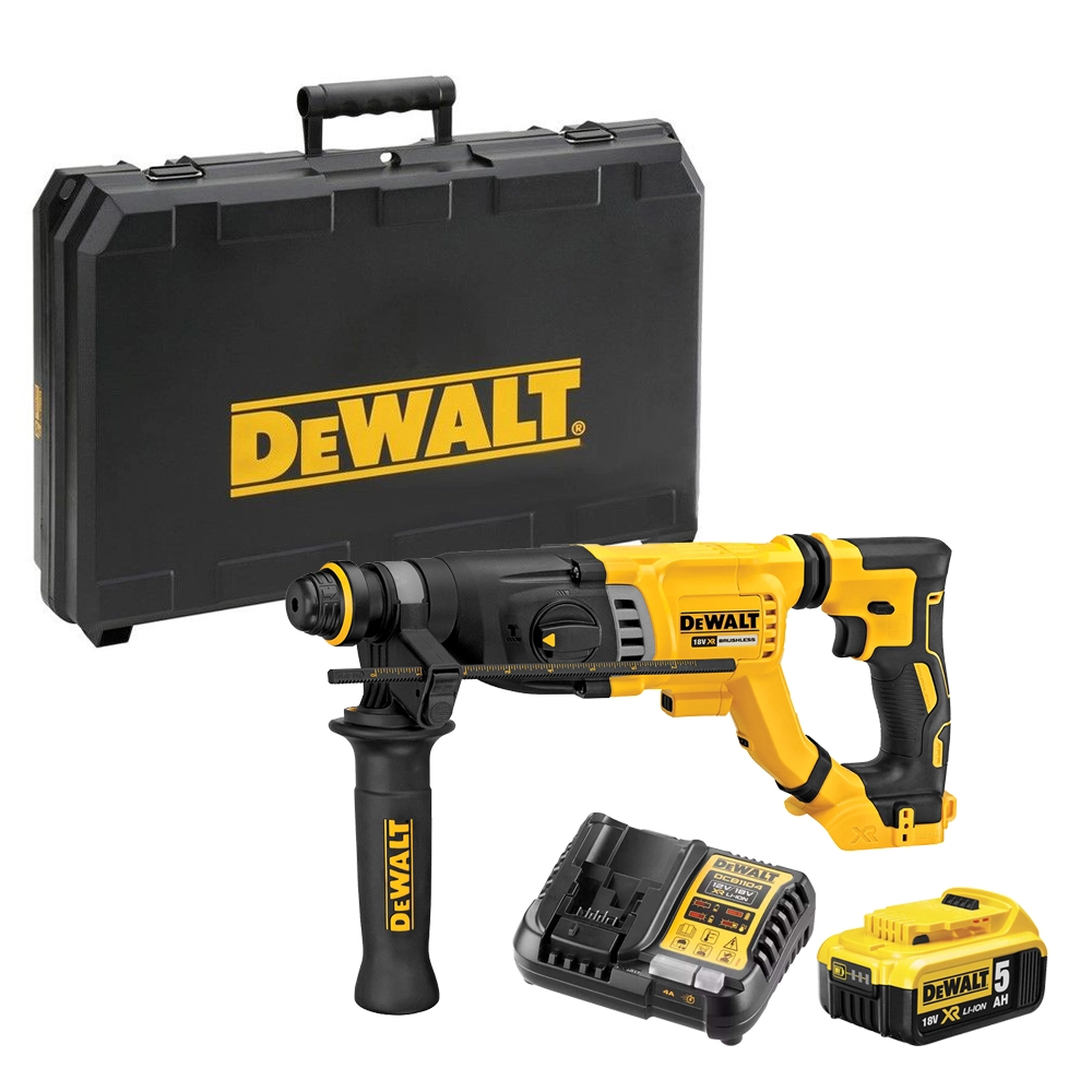 Dewalt DCH263 18V XR Brushless SDS+ Rotary Hammer Drill, 1x 5.0Ah Battery. Charger & Case