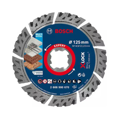 Bosch EXPERT 125mm x 22.23mm/X-LOCK Multi Material Diamond Cutting Disc ...