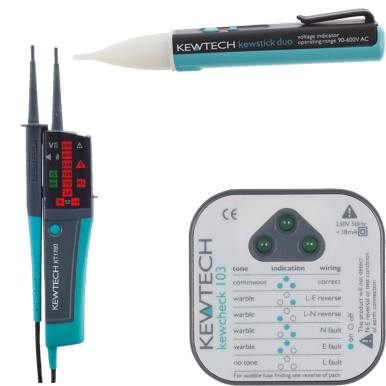 Kewtech KT1780 2 Pole LED Voltage Tester, Detector Pen & Socket