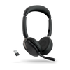 Jabra Evolve2 65 Flex UC Stereo Bluetooth Headset, Link380a USB-A Dongle Included, Foldable Design, 2Yr Warranty