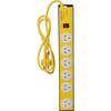 POWERLEADER 6 Way Metal Powerboard Yellow Heavy Duty