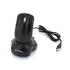 Black Waterproof RF Wireless 1000 DPI Optical Mouse with Scroll Wheel + 2 Button Charging Base with Integrated 3 Port Black USB Hub
