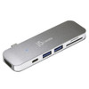 j5create UltraDrive JCD386 USB Type C Docking Station for Notebook, Desktop PC, Monitor - Charging Capability - Memory Card Reader - SD - Silver - Portable - 1 Displays Supported - 4K - 3840 x 2160 - 3 x USB Ports - 2 x USB Type-A Ports - USB Type-A - 1 x USB Type-C Ports - USB Type-C - HDMI - Docking - 60W