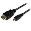 StarTech 2m Micro HDMI to HDMI Cable with Ethernet, 4K High Speed Micro HDMI Type-D Device to HDMI Monitor Adapter/Converter Cord - Cable for Audio/Video Device, TV, Projector