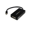 StarTech Travel A/V adapter - 3-in-1 Mini DisplayPort to DisplayPort DVI or HDMI converter - 1 x 20-pin Mini DisplayPort Digital Audio/Video - Male - 1 x 25-pin DVI-D Digital Video