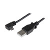 StarTech 0.5 m Right Angle Micro USB Cable - Charge and Sync Cable - USB to Micro USB - 24 AWG - Cable for Tablet, Notebook, Mobile Device - First End: 1 x 4-pin USB 2.0 Type A - Male