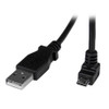 StarTech 2m Micro USB Cable - A to Down Angle Micro B - Cable for Smartphone, Digital Camera, Portable Hard Drive, Tablet PC, PC, MAC - First End: 1 x 4-pin USB 2.0 Type A - Male - Second End: 1 x 5-pin Micro USB 2.0 Type B - Male - 480 Mbit/s - Shielding - 24/30 AWG - Black