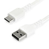 StarTech 1m USB A to USB C Charging Cable - Durable Fast Charge & Sync USB 2.0 to USB Type C Data Cord - Aramid Fiber M/M 3A White - Cable for Mobile Device, iPad Pro