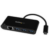 StarTech USB/Ethernet Combo Hub - USB Type C - External - Black - 3 Total USB Port(s) - 3 USB 3.0 Port(s) - Mac, PC, Linux