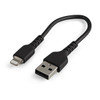 15cm (6 inch) Durable Black USB-A to Lightning Cable - Heavy Duty Rugged Aramid Fiber USB Type A to Lightning Charger/Sync Power Cord - Apple MFi Certified iPad/iPhone 12 (RUSBLTMM15CMB)